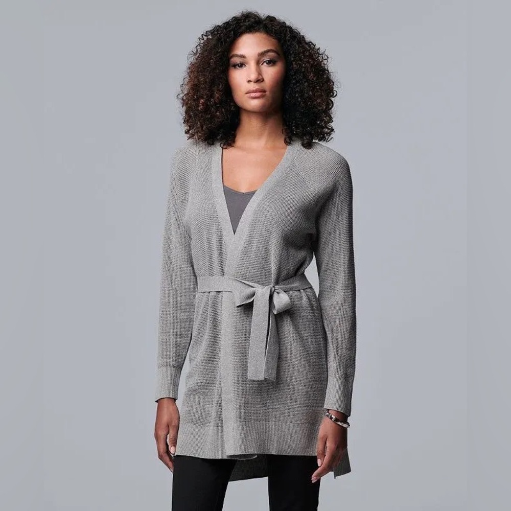 Simply Vera grey lightweight belted cardigan